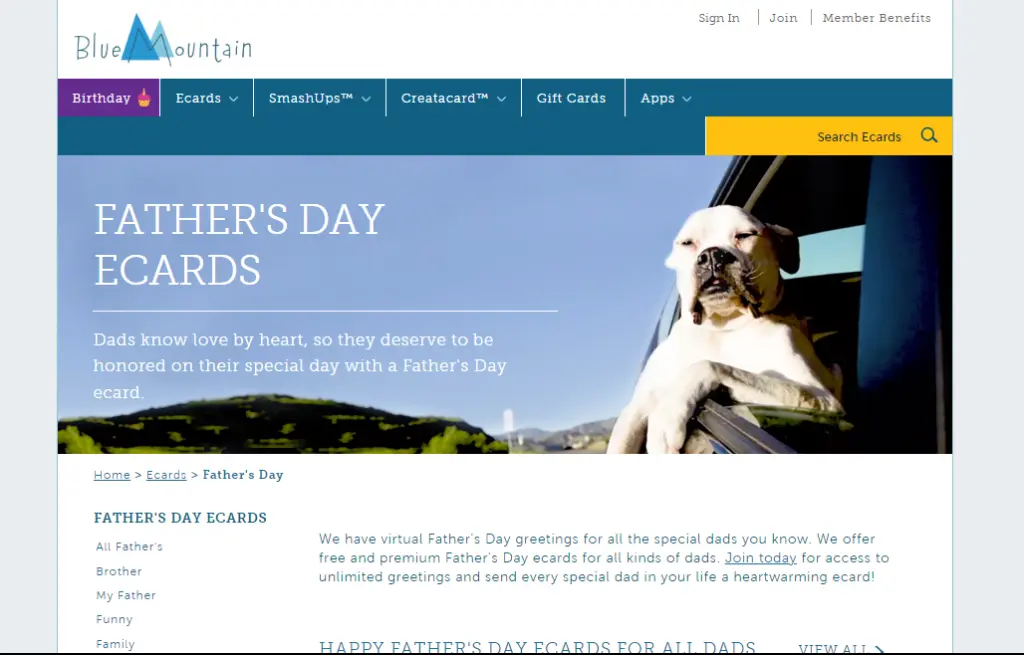 Blue Mountain Father's Day eCard Website