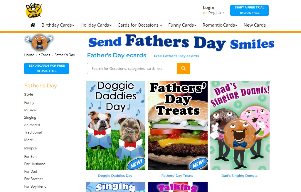 Doozy Cards Father's Day eCard Website