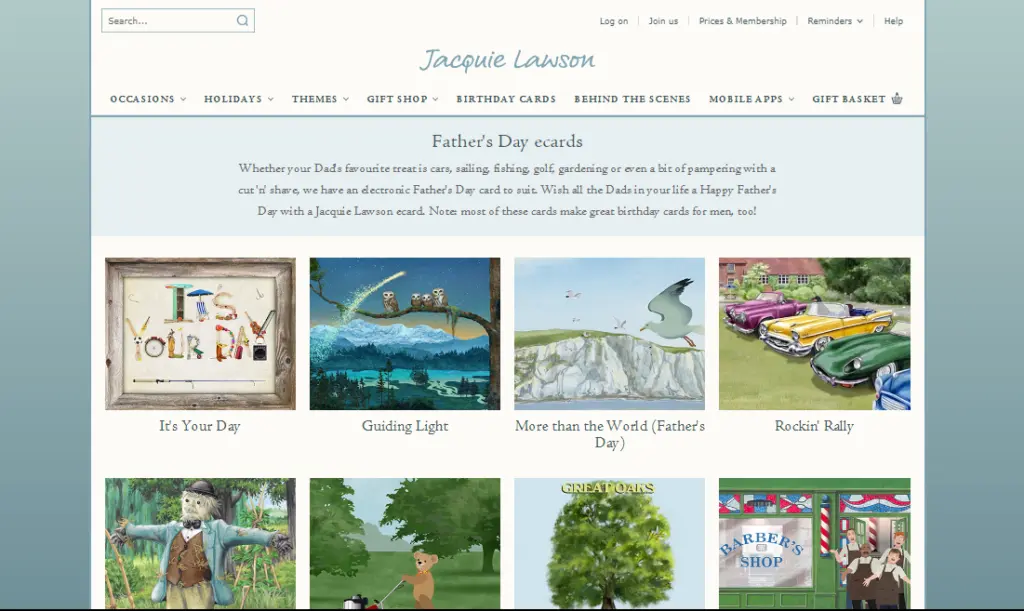 Jacquie Lawson Greetings Island Father's Day eCard Website