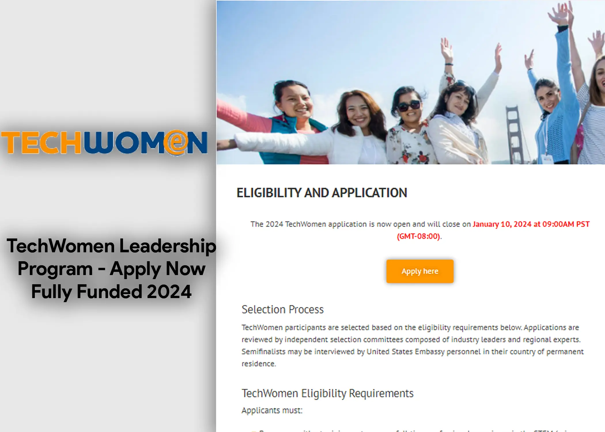 TechWomen Leadership Program - Apply Now, Fully Funded 2024