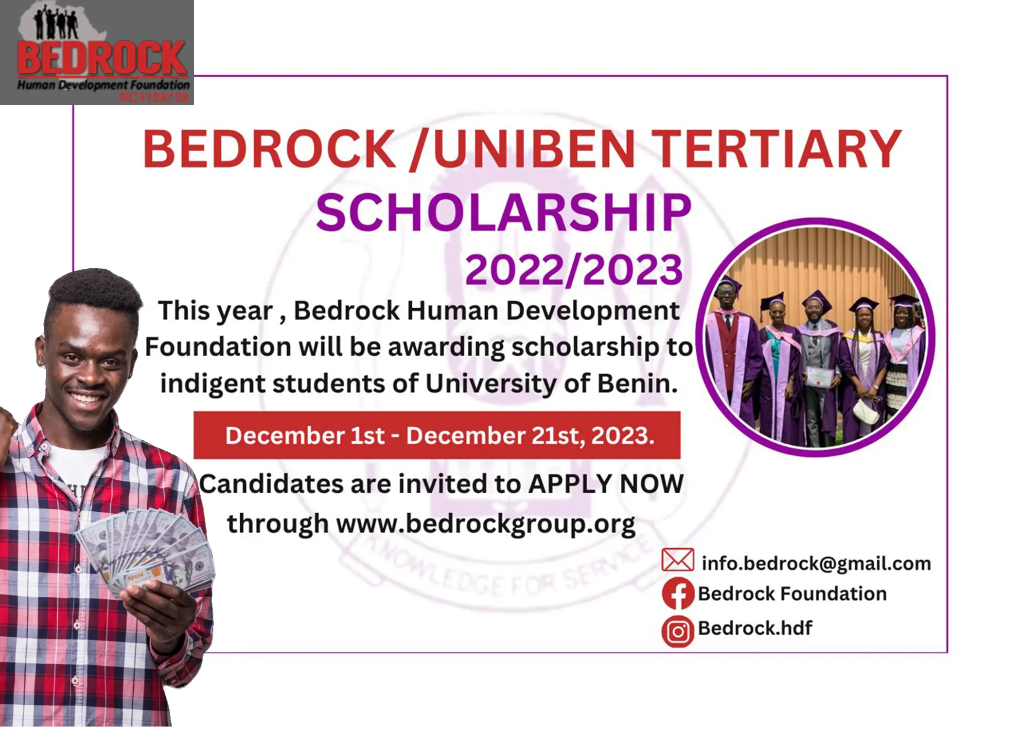 Bedrock/Uniben Tertiary Scholarship for Undergraduates 2023